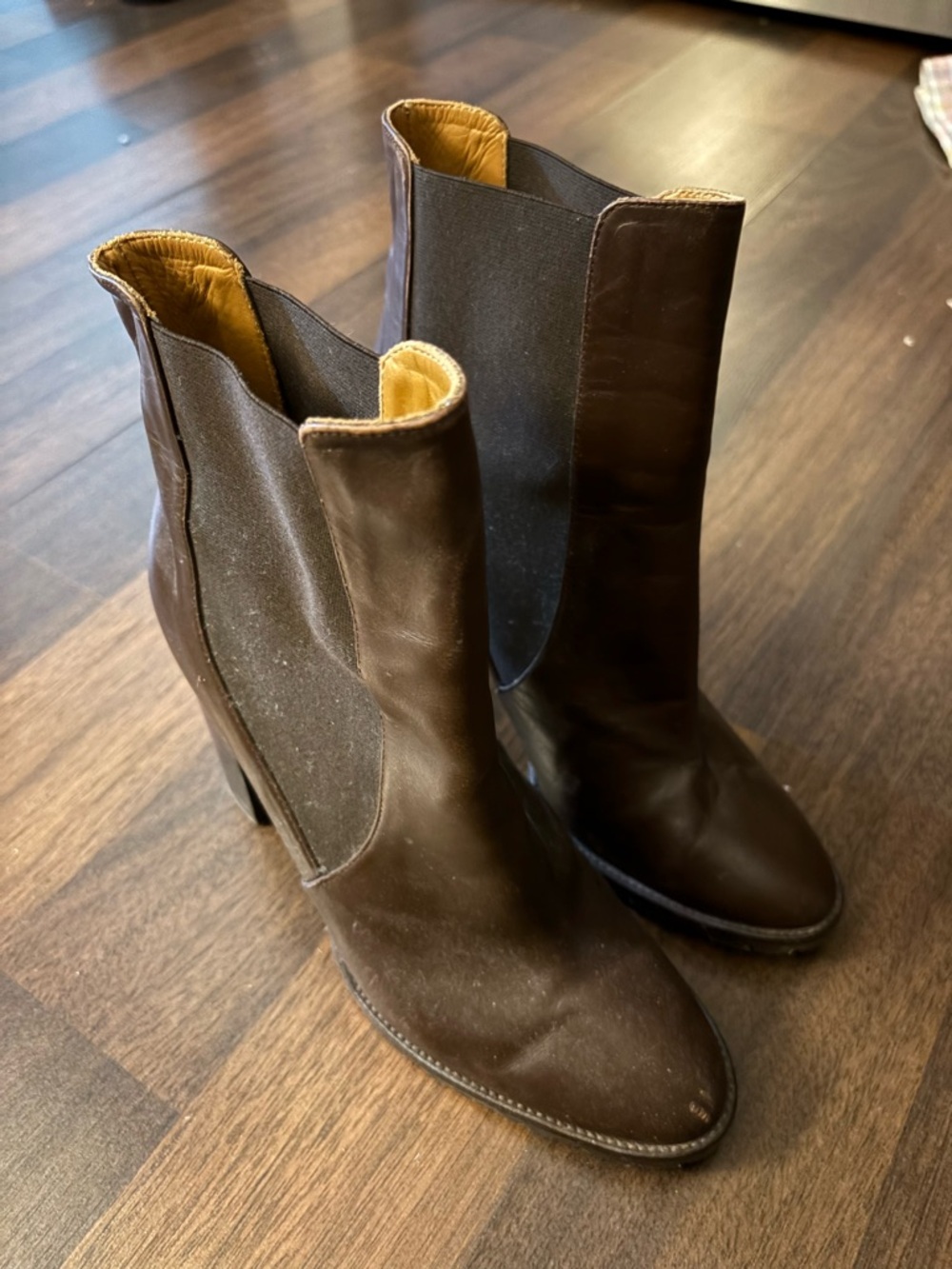 Polo by Ralph Lauren Dark Brown Leather Chelsea Ankle Boots